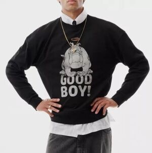 Urban Outfutters LC23 'Good Boy' Graphic Crew Neck Sweatshirt - Black Large NWT